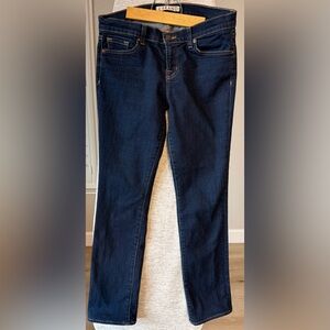 J Brand Slim Dark Blue Denim Jeans Women's 5-Pocket Design Solid Button Zip